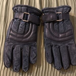 Men's blue Leather and wool lined vintage ski winter Gloves
Sz small unisex